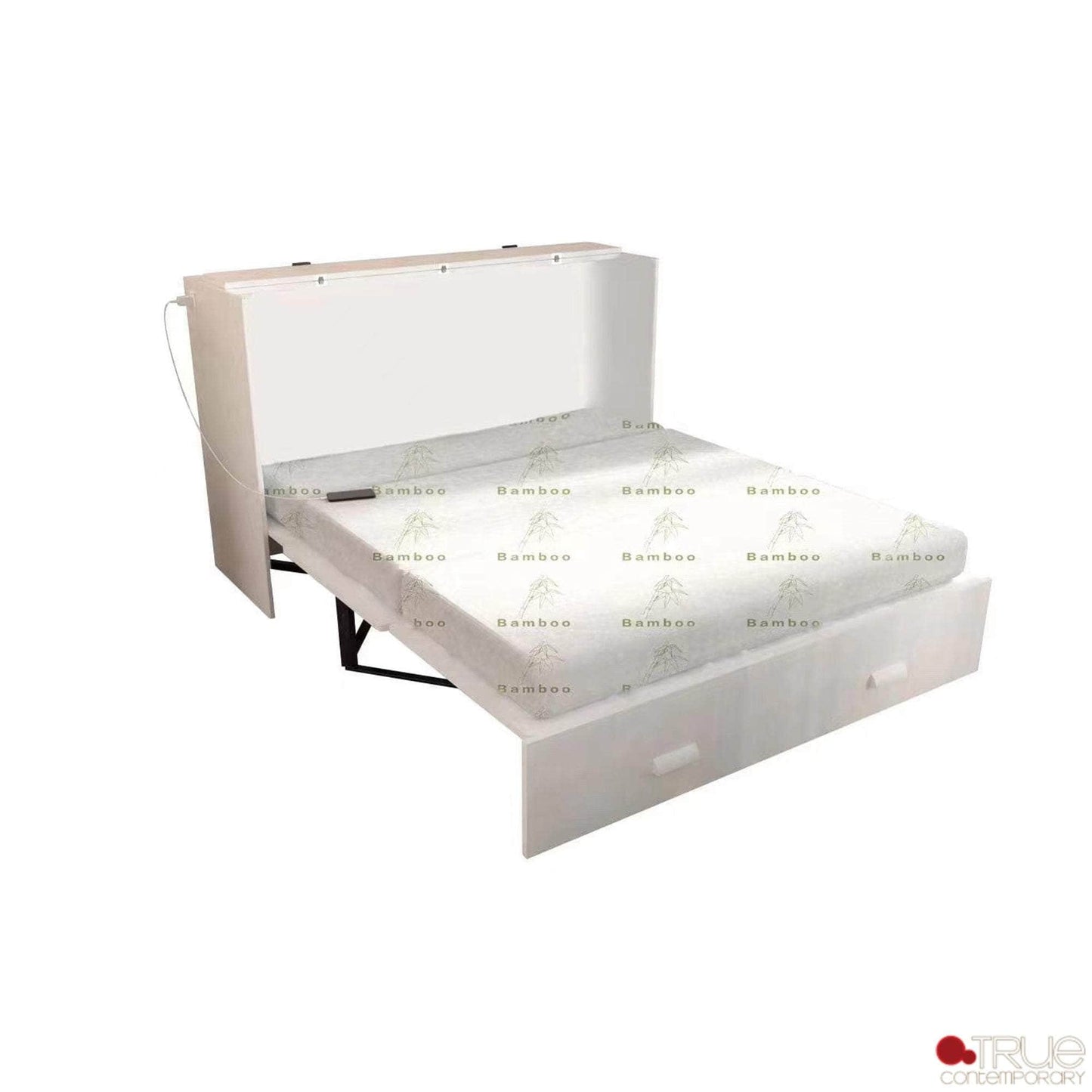 True Contemporary Murphy Cabinet Bed Hyde White Murphy Cabinet Bed with Gel Memory Foam Mattress - Available in 4 Sizes