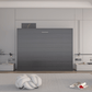 True Contemporary Murphy Wall Bed Heidi II Rustic Grey Horizontal Murphy Wall Pull Down Bed - Available in 3 Sizes