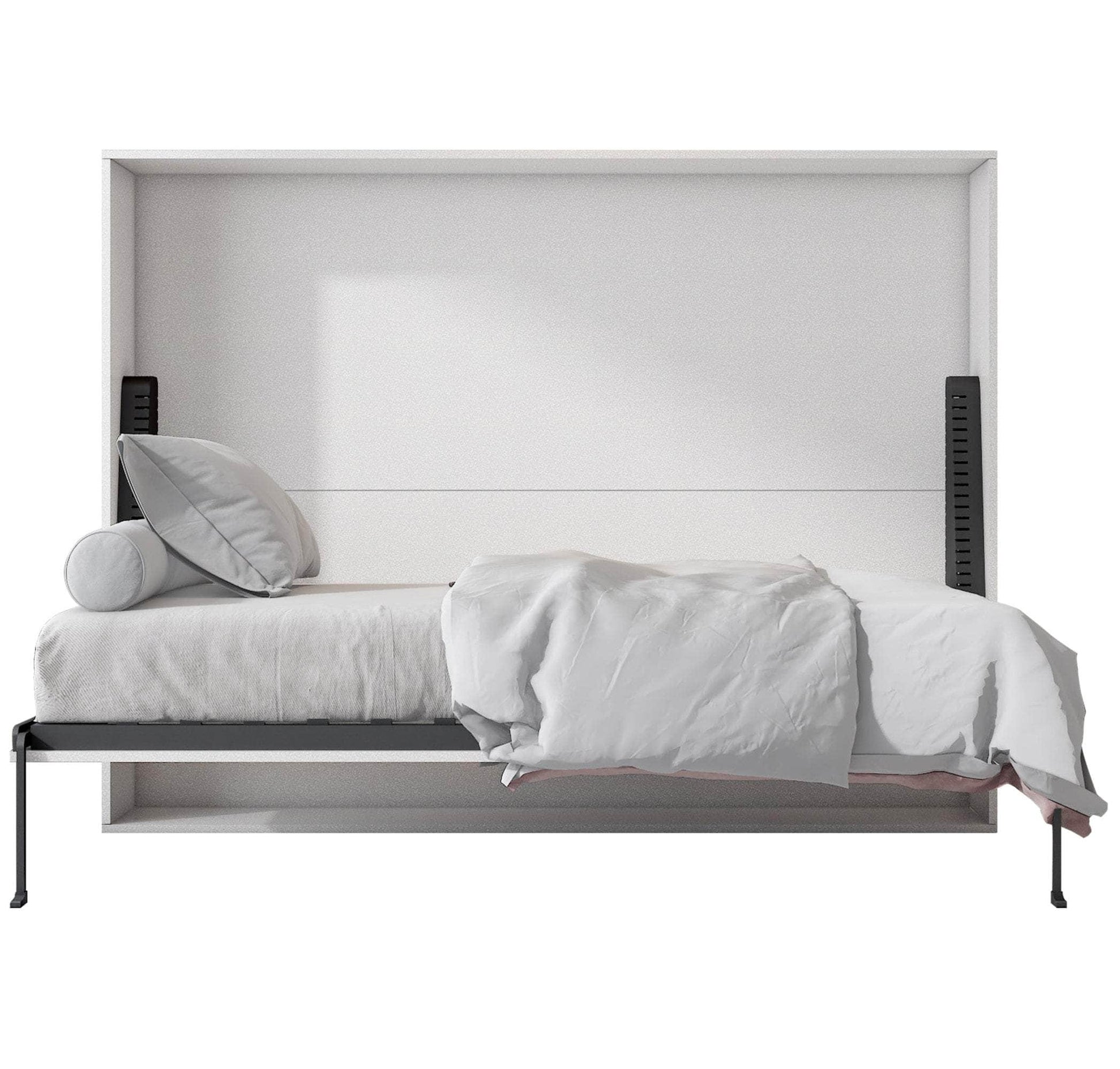 True Contemporary Murphy Wall Bed Heidi II White Horizontal Murphy Wall Pull Down Bed - Available in 3 Sizes