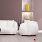 True Contemporary Sectional Archibald 2 Piece Curved Kidney Shaped Sectional Sofa and Chair Set in Wolly Ivory