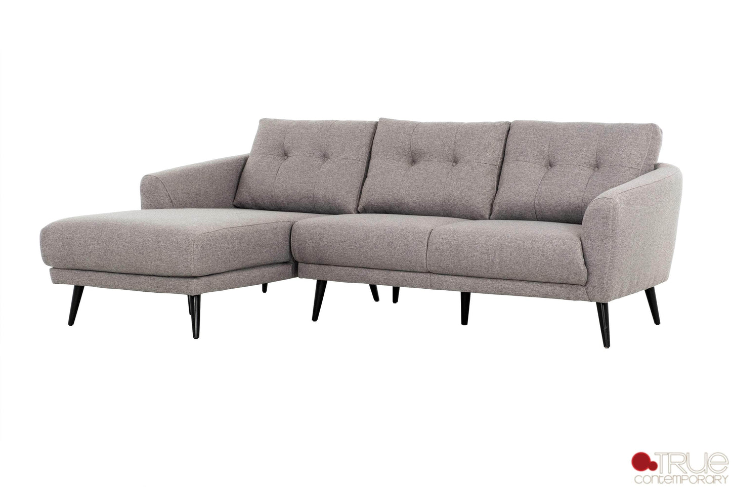 True Contemporary Sectional Elizabeth Tufted Sectional Sofa in Nia Grey