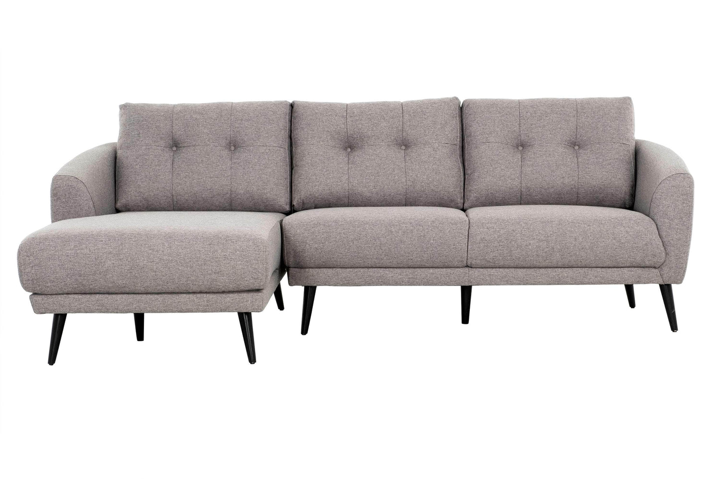 True Contemporary Sectional Left Facing Chaise Elizabeth Tufted Sectional Sofa in Nia Grey
