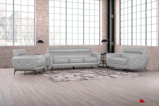 True Contemporary Sofa Set Grey William 3 Piece Tufted Faux Leather Sofa and Loveseat Set - Available in 2 Colours